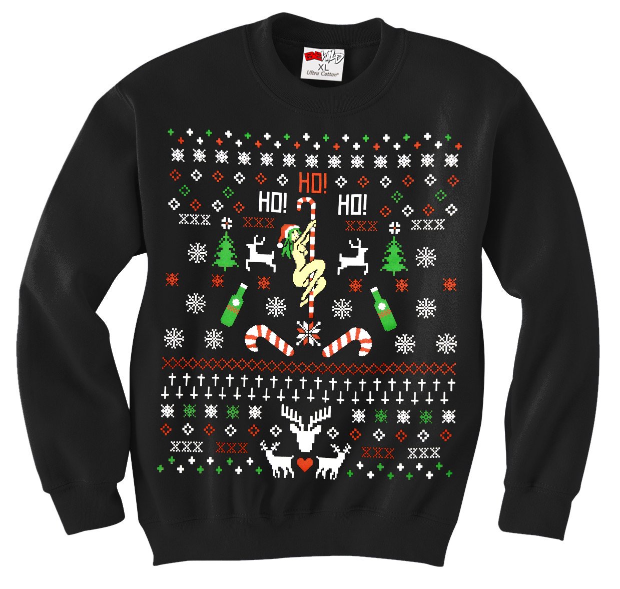 Ugly Christmas Sweater – Sexy Girl Stripper Pole Adult Crewneck