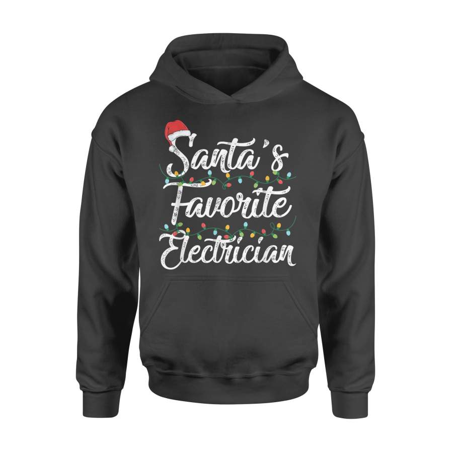 Santa’s Favorite Electrician Christmas Santa Hat Light T-Shirt – Standard Hoodie