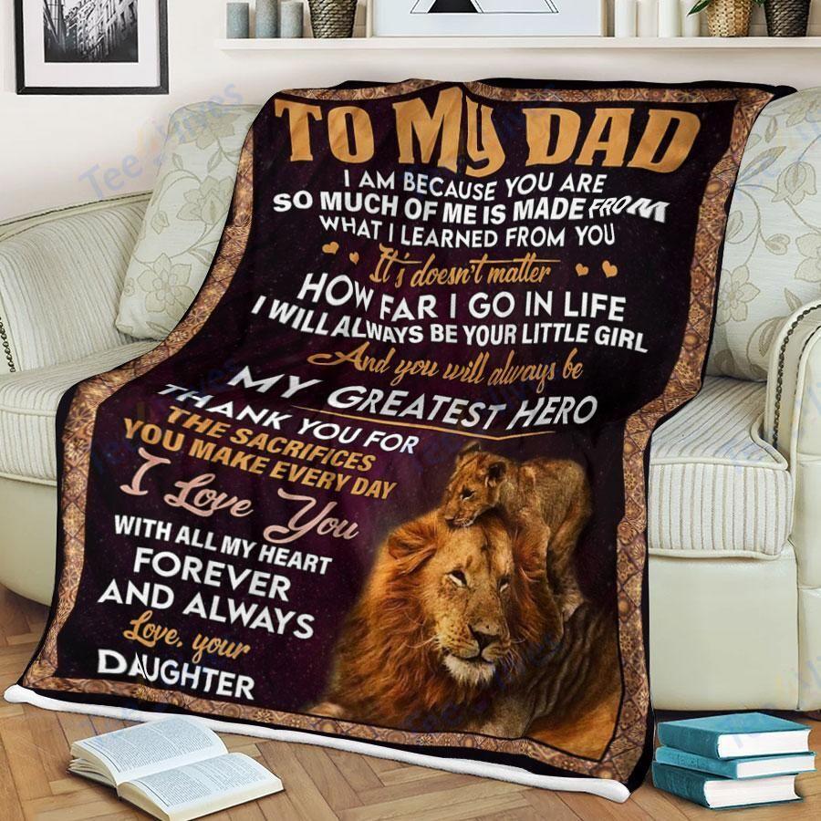 Tmarc Tee Custom Blanket Lion To My Dad -Best Gift For Dad Father -Sherpa Blanket Ta