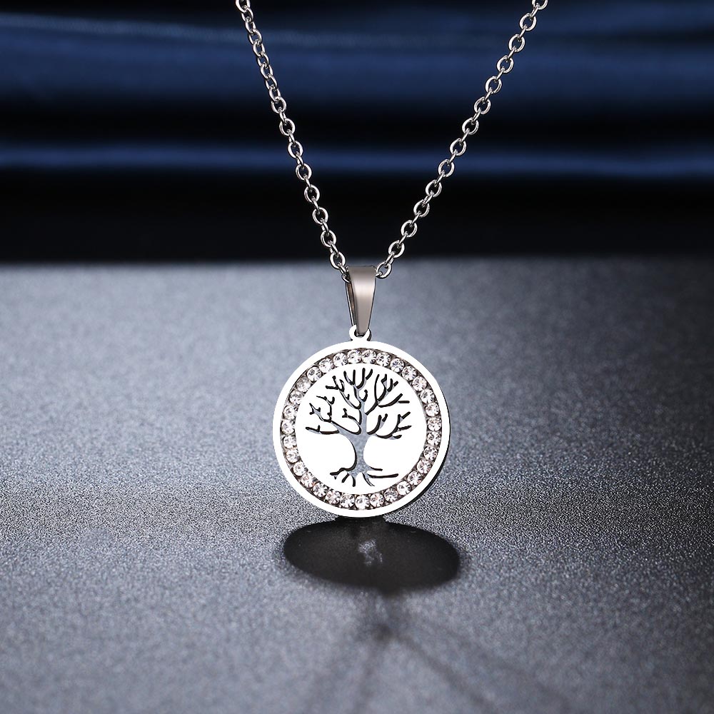 CACANA 316L stainless steel Life Tree Necklace NEW Crystal Rhinestone Necklaces For Women Wedding Valentine’s Day Gifts N2116 alx