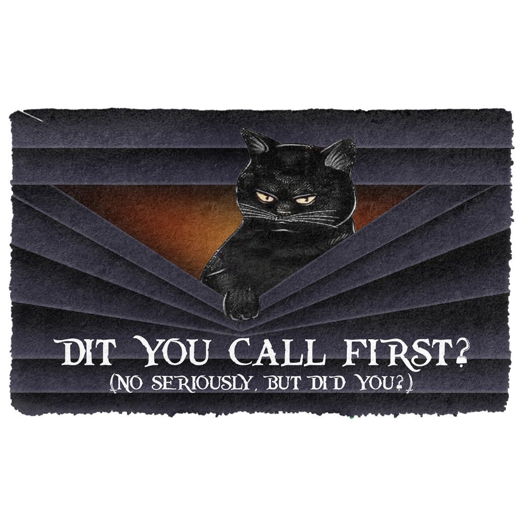 Alohazing 3D Did You Call First Black Cat Doormat