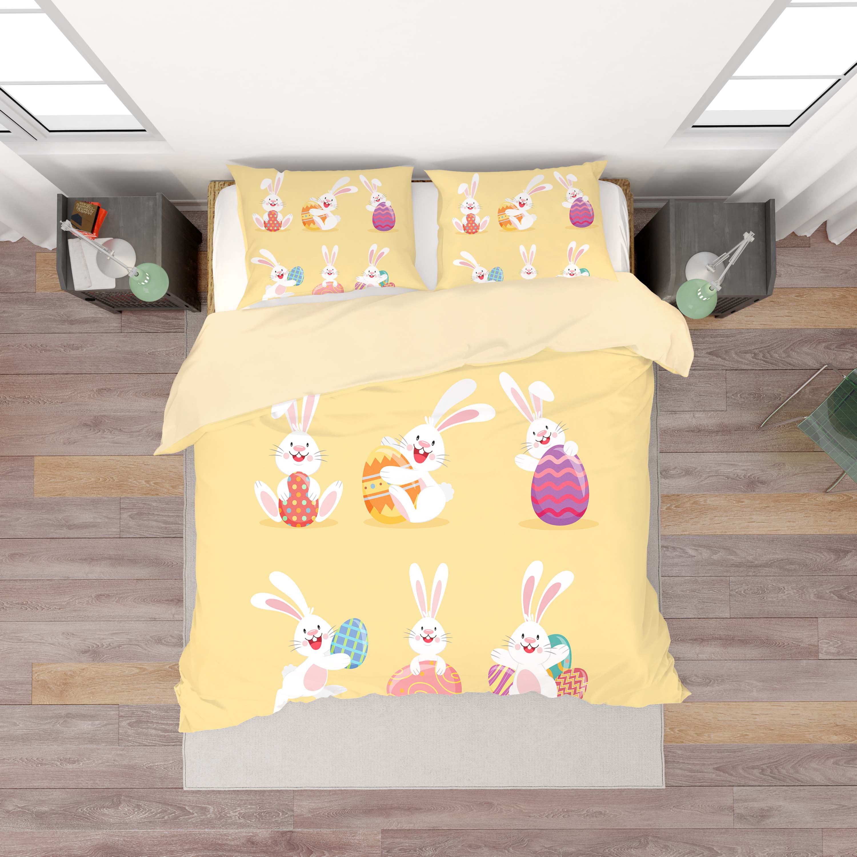 3D Yellow Rabbit Eggs Quilt Cover Set Bedding Set Duvet Cover Pillowcases Sf84