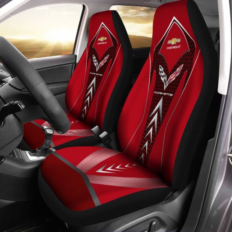 Chevrolet Corvette NTA Car Seat Cover (Set of 2) Ver 3 (Red)