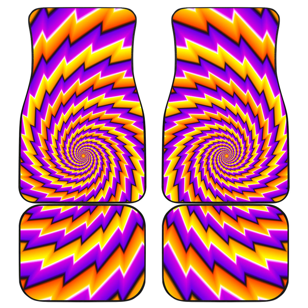 Yellow Twisted Moving Optical Illusion Front And Back Car Floor Mats, Front Car Mat