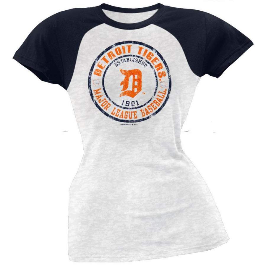 Detroit Tigers – Distressed Logo Juniors Soft T-Shirt