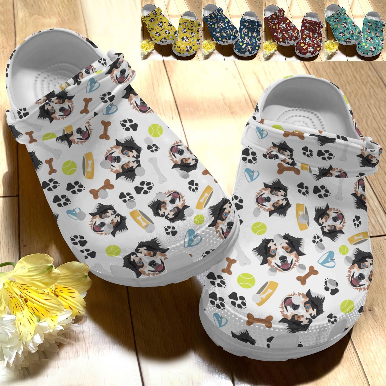 Dog Personalize Clog, Custom Name, Text, Fashion Style For Women, Men, Kid, Print 3D Australian Shepherd V1 N