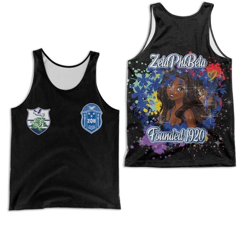 Sorority Tank Top – Zeta Phi Beta Girl And Flowers Racerback Tank