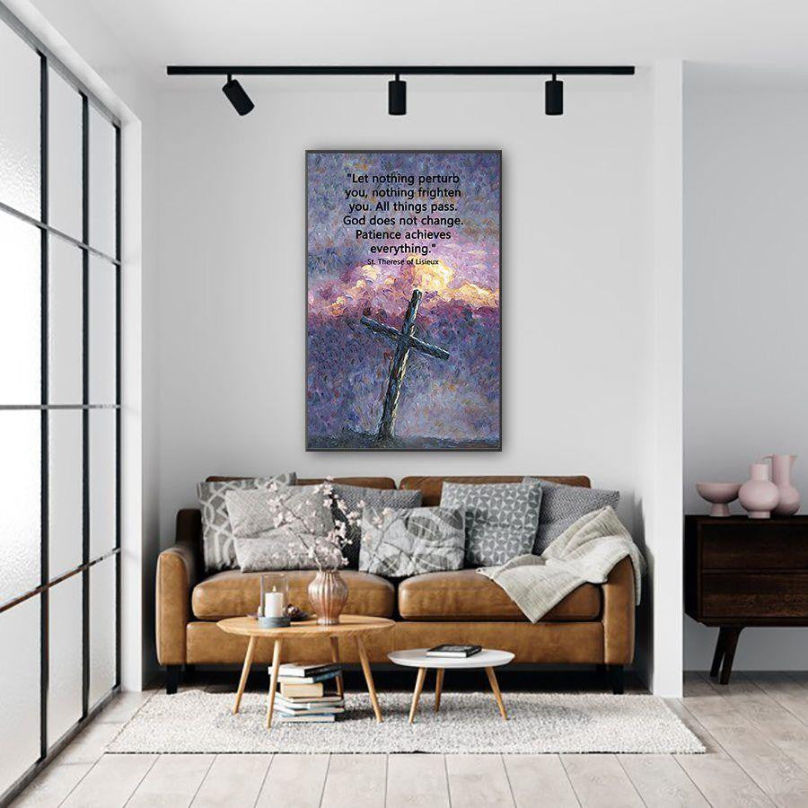 Words Of St. Therese Of Lisieux Poster – God Does Not Change Canvas Home Décor Gift For Women Girl Friend – Gigo Smart