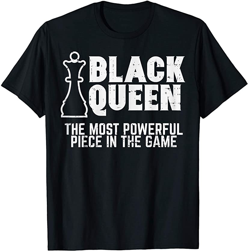 Womens Black Queen Most Powerful Chess African American T-Shirt