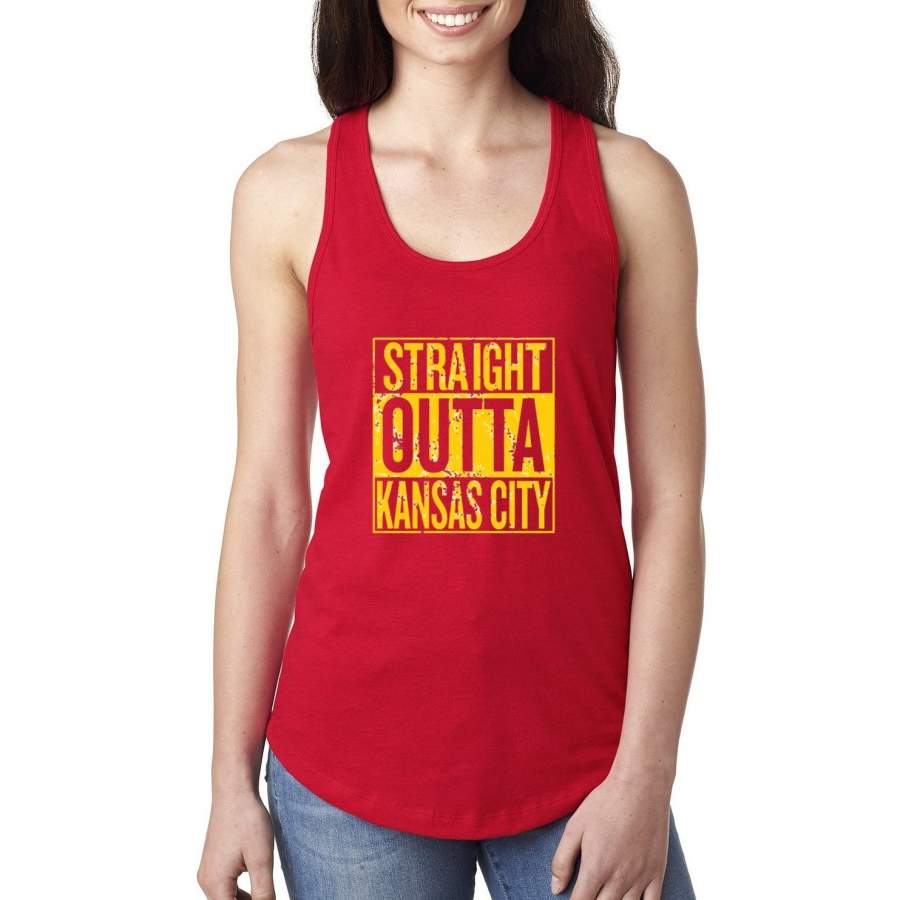 Straight Outta Kansas City KC Fan Pride Sports Ladies Racerback Tank Top