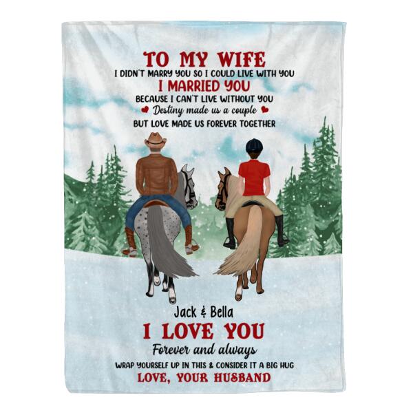 Personalized Blanket, To My Wife, To My Husband – Horse Riding Couple Gift, Christmas Gift For Him, Gift For Her, Gift For Horse Lovers