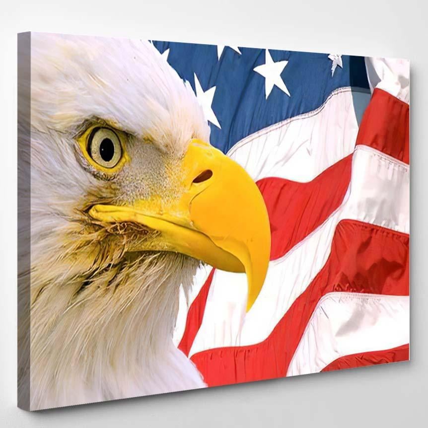 American Bald Eagle Face Superimposed Over – Eagle Animals Canvas Print