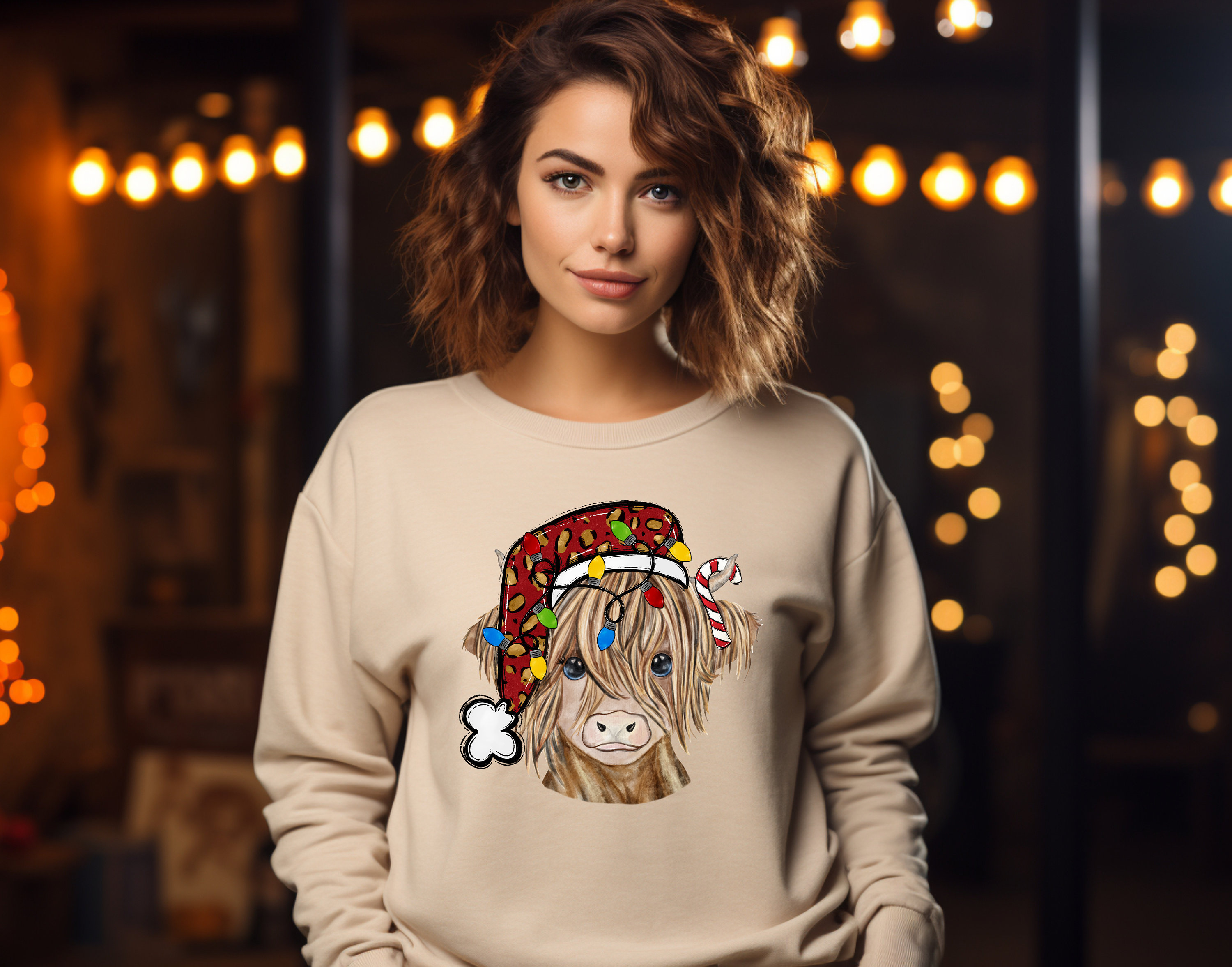 Christmas Highland Cattle, Christmas Cow, Cow Christmas, Christmas Sweatshirt for Women, Womens Christmas Sweatshirt, Christmas Gift Women,