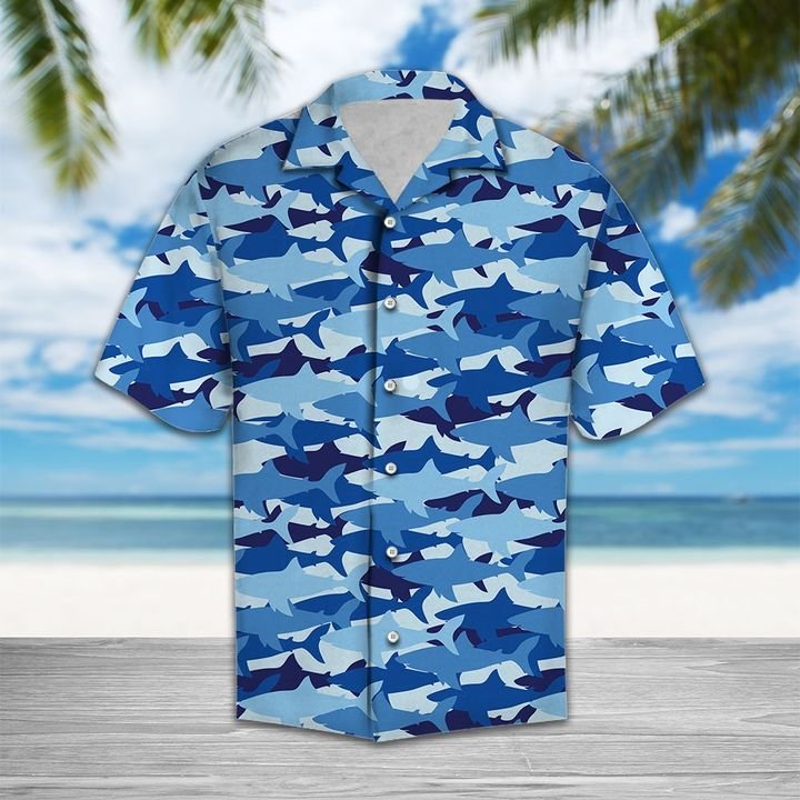 Amazing Camouflage Shark Hawaiian Shirt Summer Button Up For Men, Women, Couple