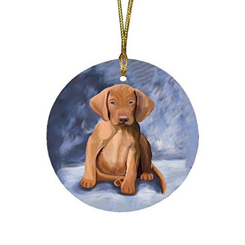 Vizsla Puppy Dog Round Christmas Ornament