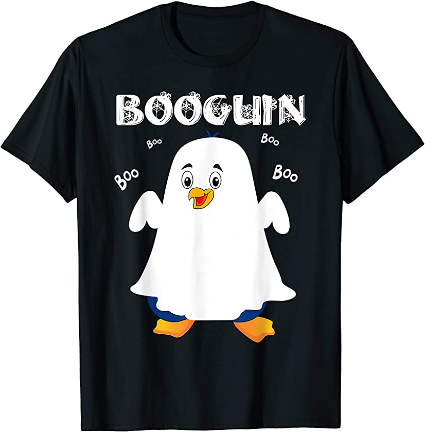 Booguin Halloween penguin in ghost costume funny T-Shirt