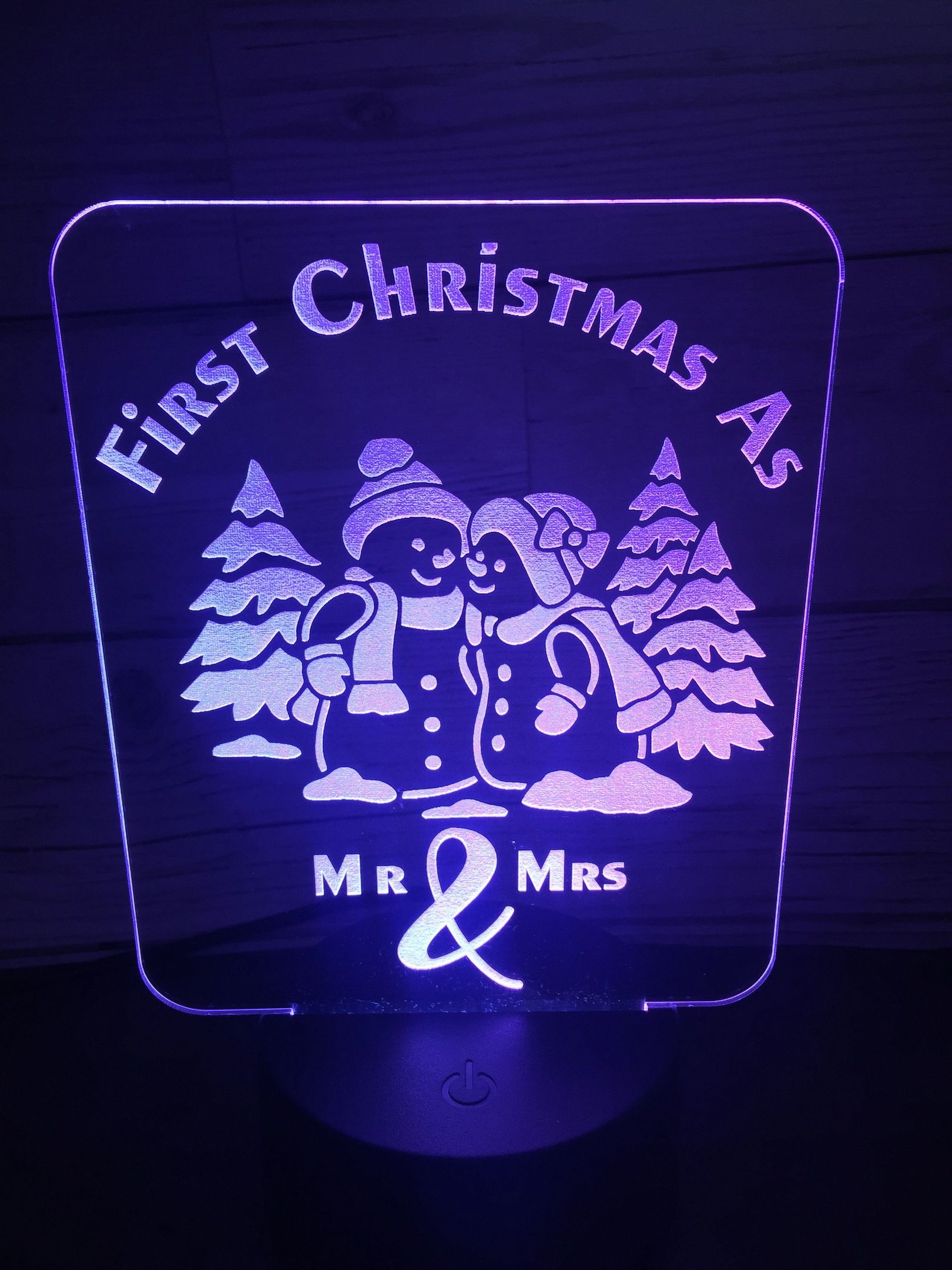 First Christmas 3D Illusion Night Light Led Light Couple In Love Snow Winter Pattern