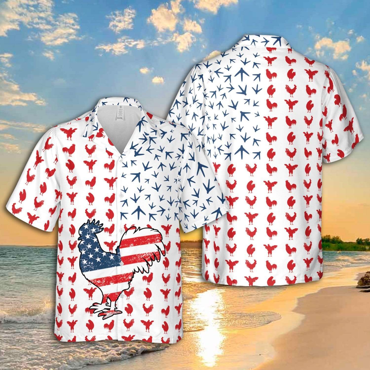 July Rooster American Flag Unisex Hawaii Chicken Lover Hawaii Shirt For Men Women Ha47893