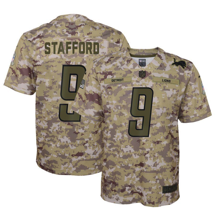 Matthew Stafford Detroit Lions Youth Salute To Service Game Jersey Camo 2019