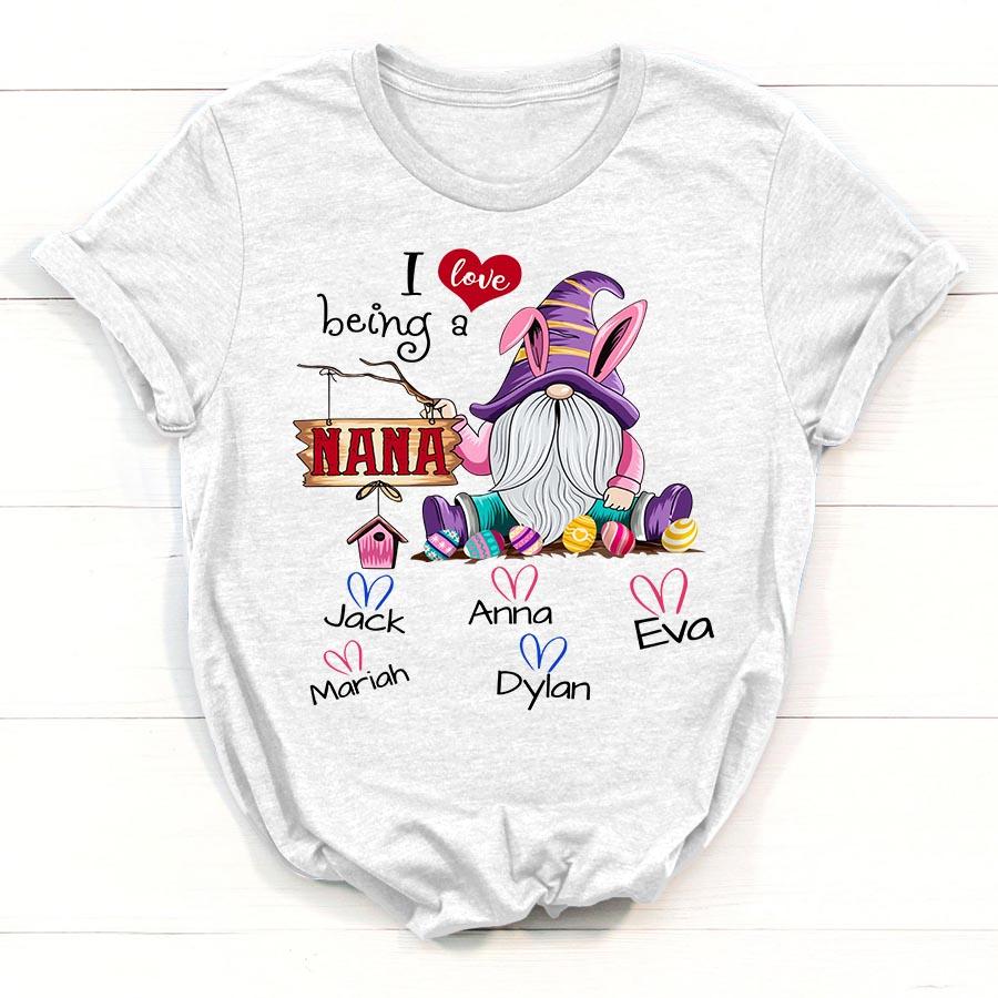 Lovelypod – I Love Being A Nana Gnome Easter Day Shirt, Nana Bunny Shirt, Grandmother Easter Shirt, Grandma Kid Names Shirt, Family Easter Shirt