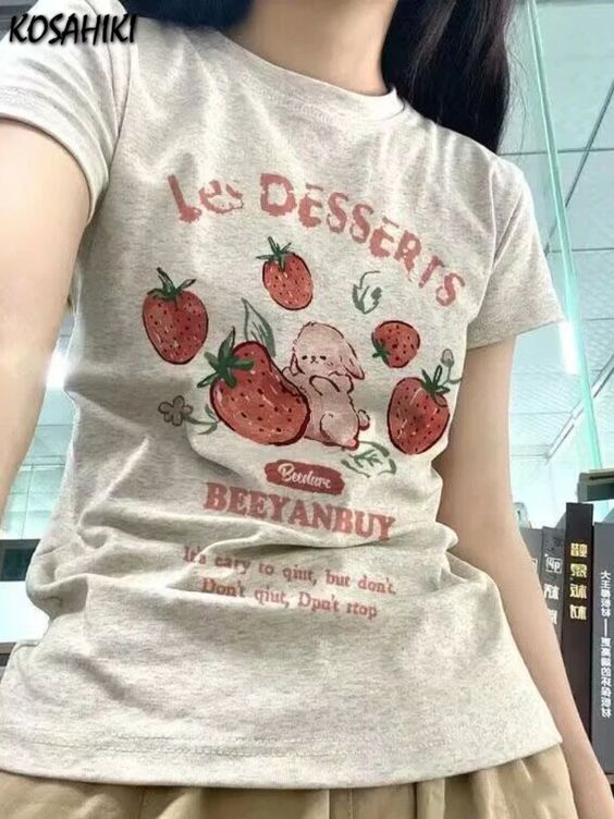 Aesthetic Summer New Cartoon Strawberry T-shirts