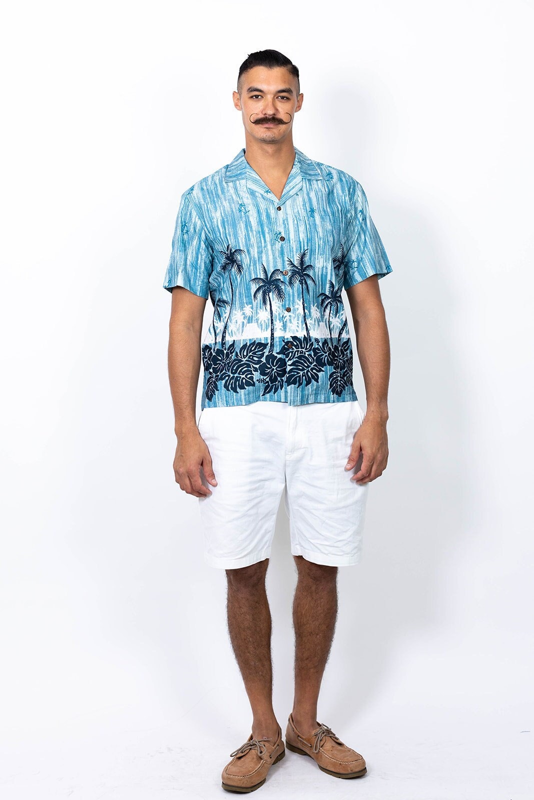 100% Cotton Made in Hawaii Classic Palms Trees Hawaiian Village Aloha Shirt Small to 7XL, Group Wedding Bulk Order Handmade Gifts for photos