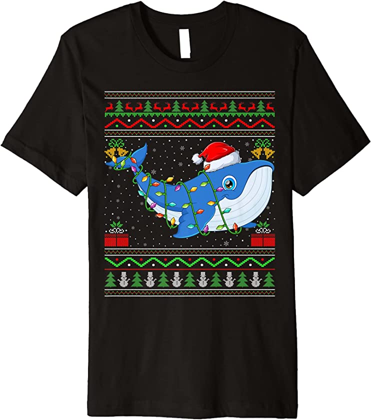 Whales Fish Lover Matching Ugly Whales Christmas Premium T-Shirt