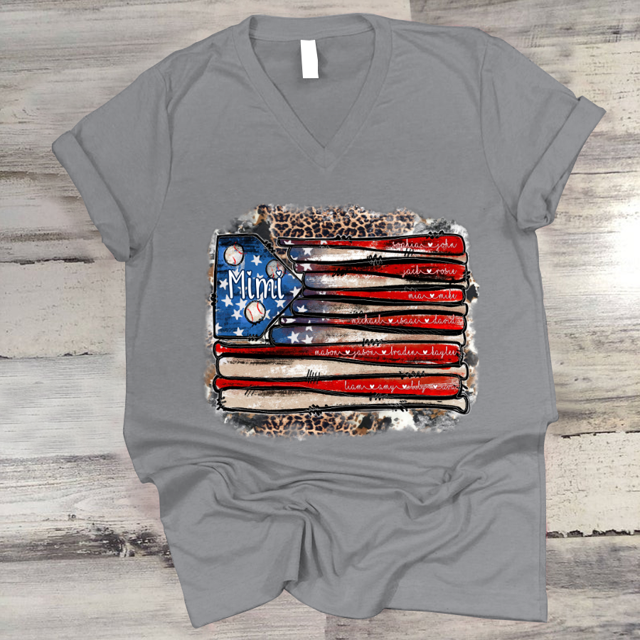 Mimi American Flag Leopard V-Neck