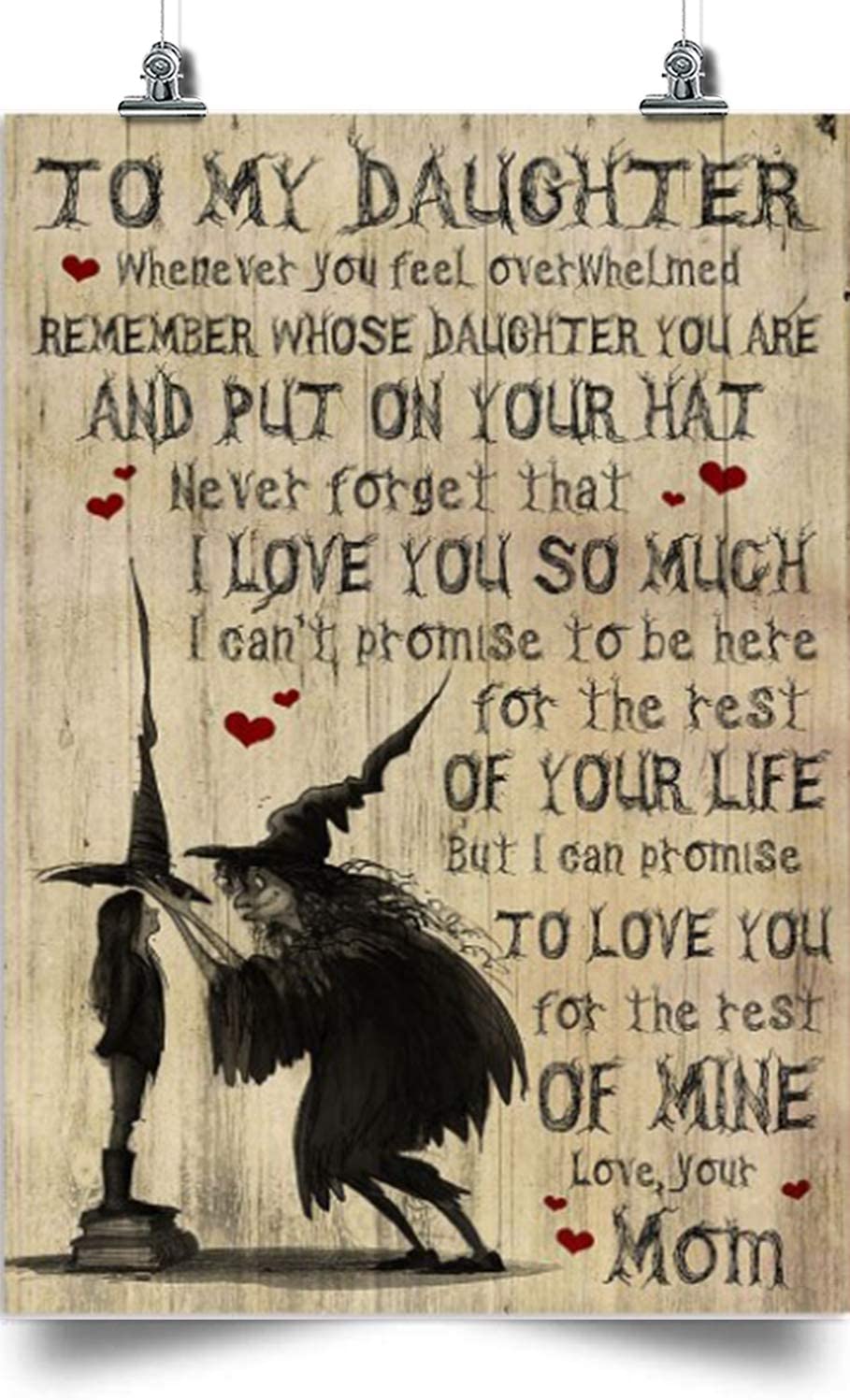 Witch Vertical Poster-to My Daughter-I Love You so Much-mom to Daughter-Home Decoration Poster, Wall Poster, Home and Room Decoration, Gifts for Daughter, Souvenirs.