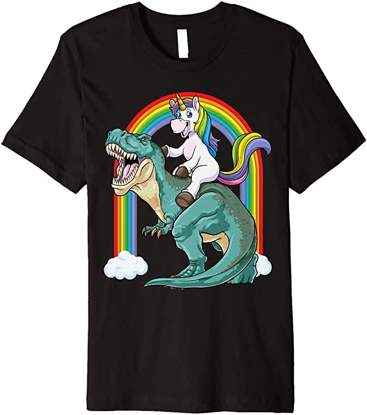 Unicorn Riding T Rex Unicorn Dinosaur Boys Girls Kids Men Premium T-Shirt