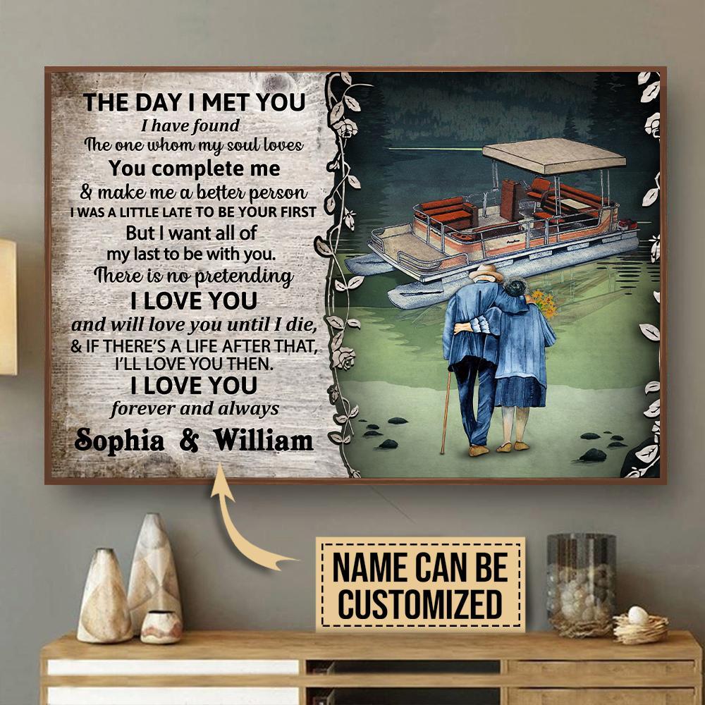 Aeticon Gifts Personalized Pontoon The Day I Met You Canvas Mom Dad Gift Home Decor