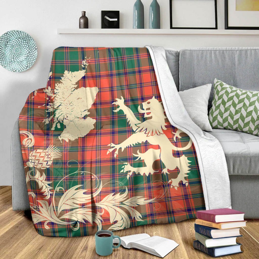 Tartan Blanket Stewart Of Appin Ancient Tartan Scotland Lion Thistle Map Plaid Blanket