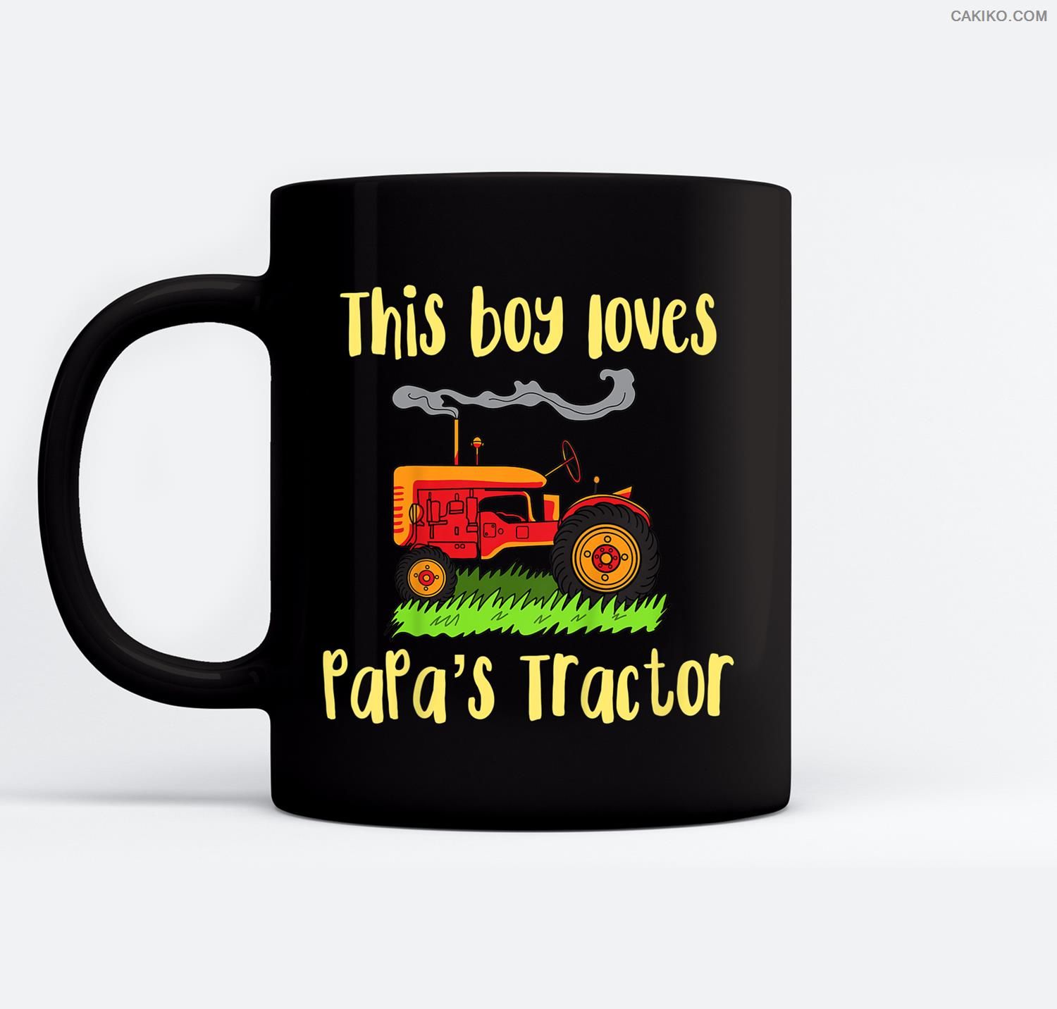 Kids Grandpas Tractor Gift- Just A Boy Who Loves Papa’S Tractor Ceramic Coffee Black Mugs