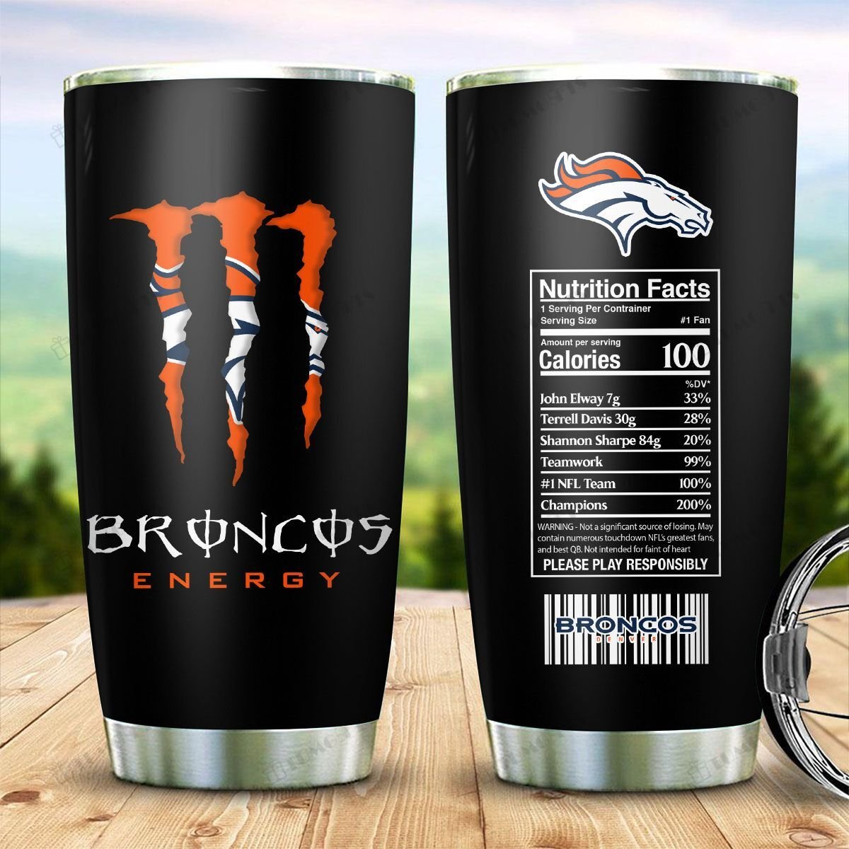 Buy Denver Broncos American Football Team Monster Energy Nutrition Facts Stainless Steel Tumbler