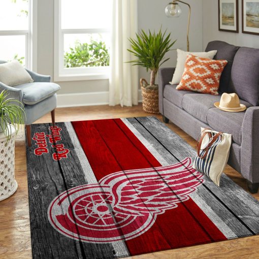 Detroit Red Wings Team Logo WoodenRug All Over Print Logo Custom Area Rug Carpet Full Sizes Home Living Rug Carpet Decor