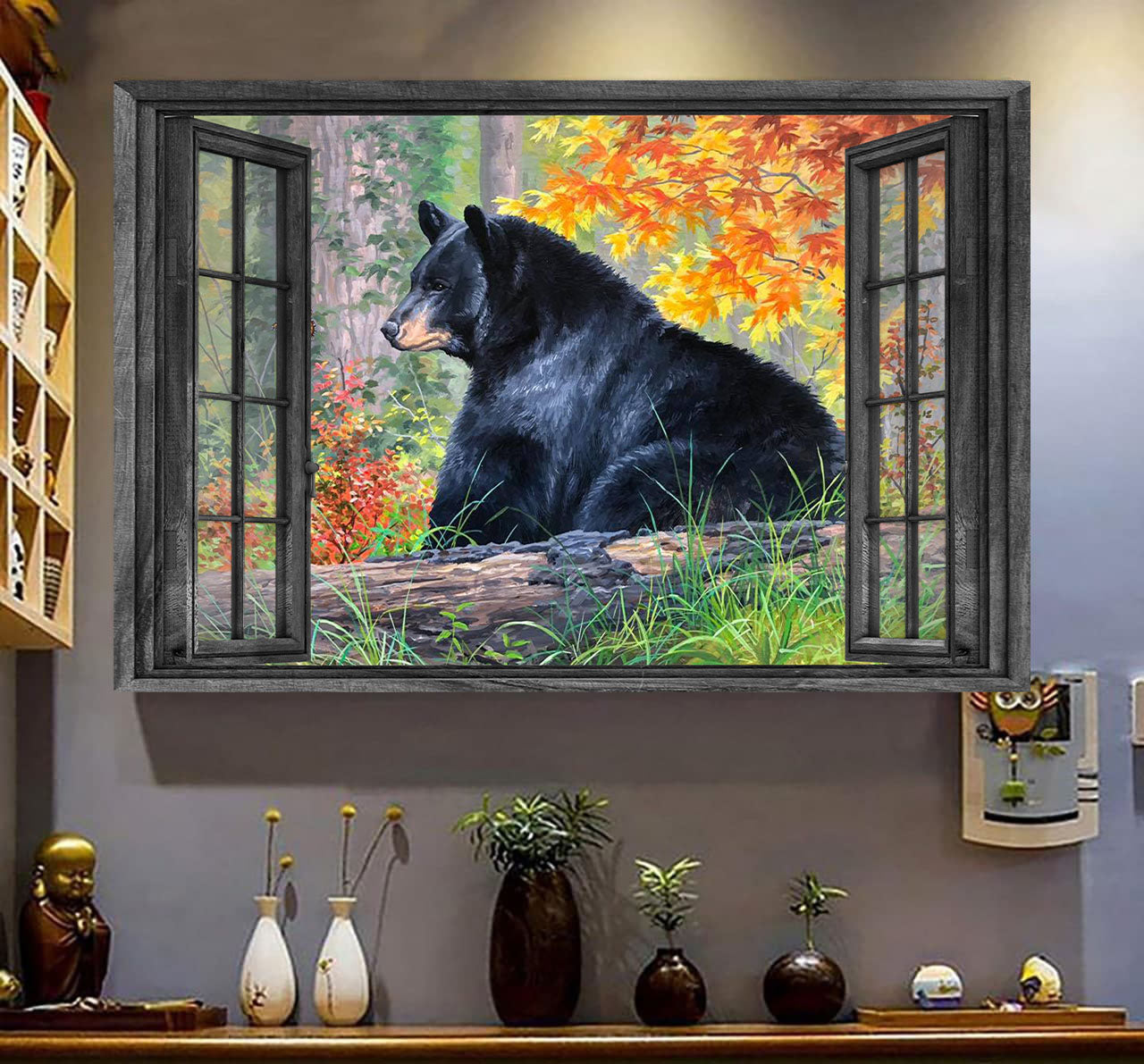 Bear 3D Wall Art Painting Art 3D Wild Animals Lover Home Decoration Gift Idea Mother Day