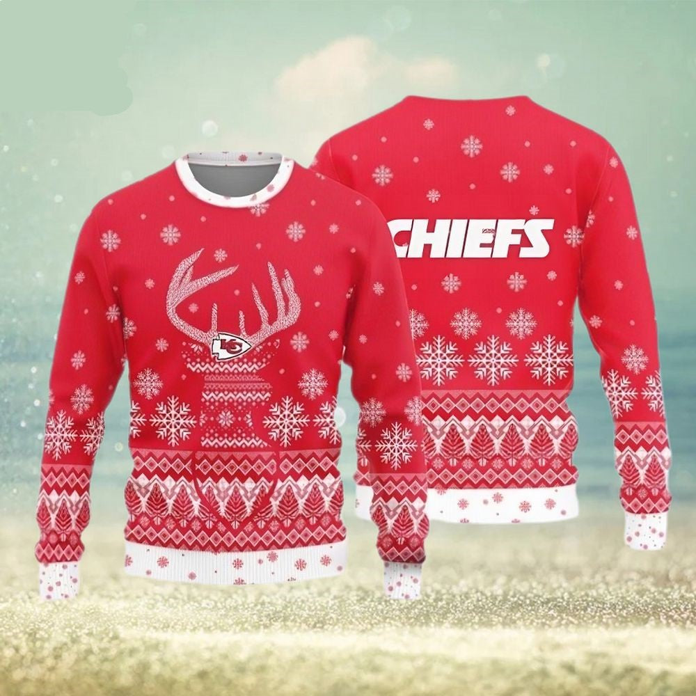 Kansas City Chiefs Sweatshirt Christmas Reindeer Kansas City Chiefs Sweatshirt Red Unisex Adults For Fan