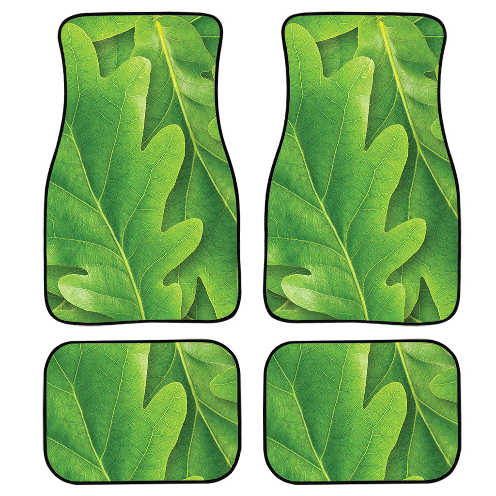 Green Oak Leaf Print Front And Back Car Floor Mats, Front Car Mat