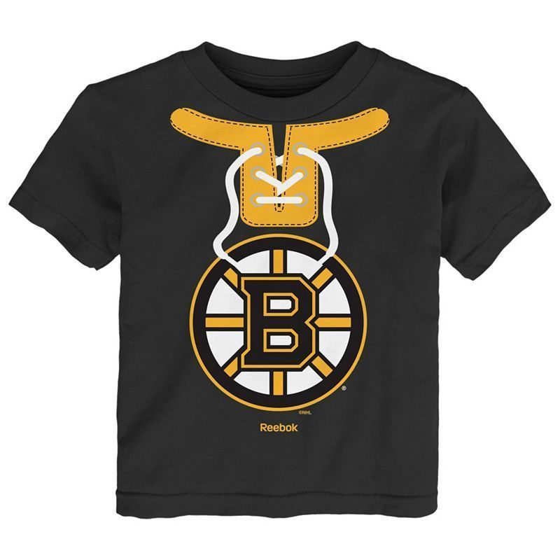 Reebok Boston Bruins Lace Up Graphic Black Shirt