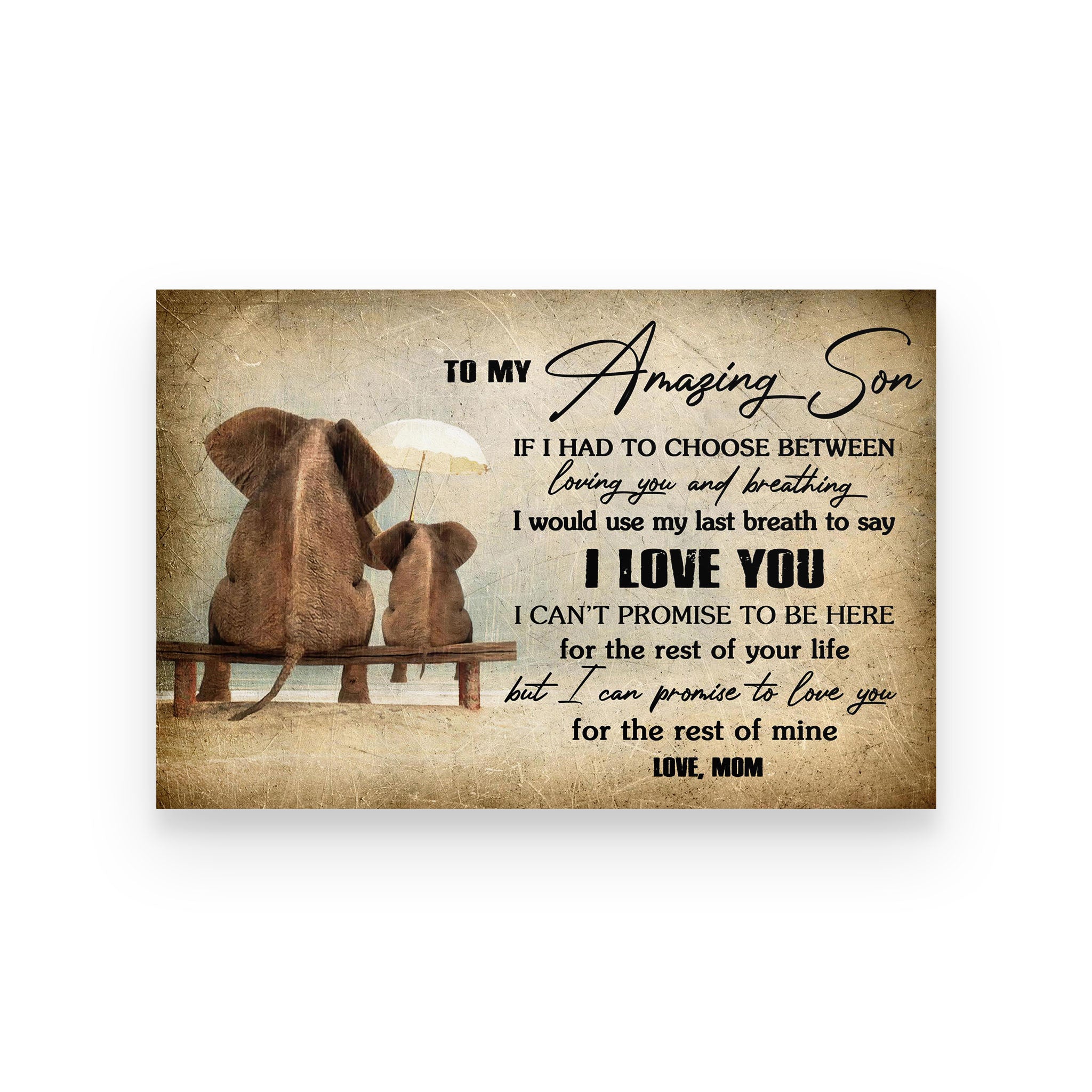 elephant poster mom to son i love you