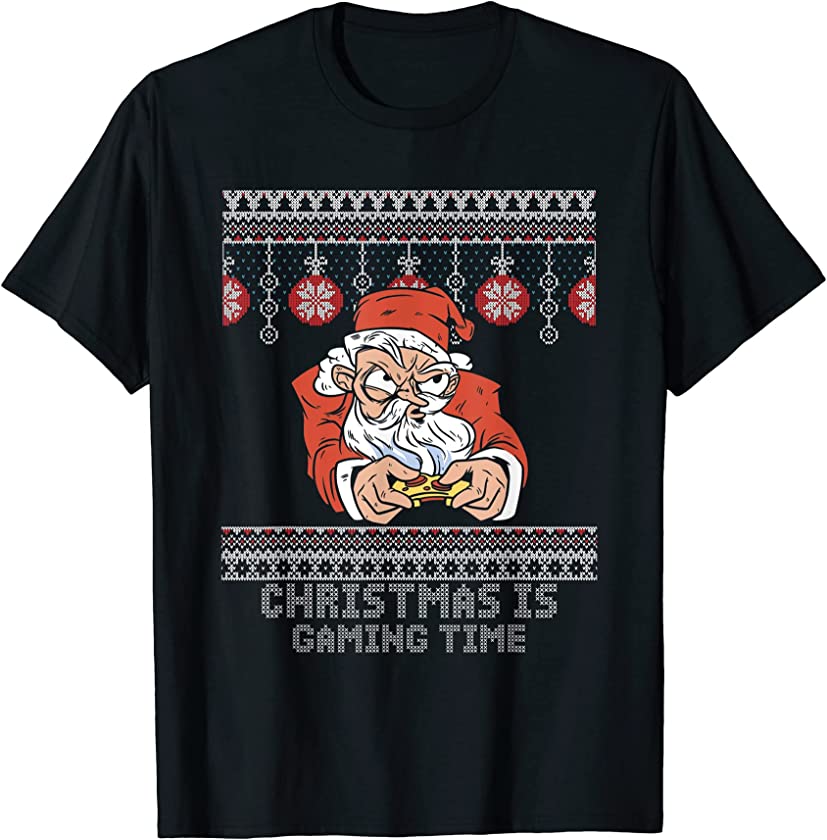 Ugly Christmas X-Mas Gamer Gaming Santa Claus New Year Geek T-Shirt