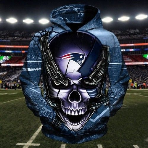 New England Patriots Team Skull Men And Women 3D Full Printing Hoodie