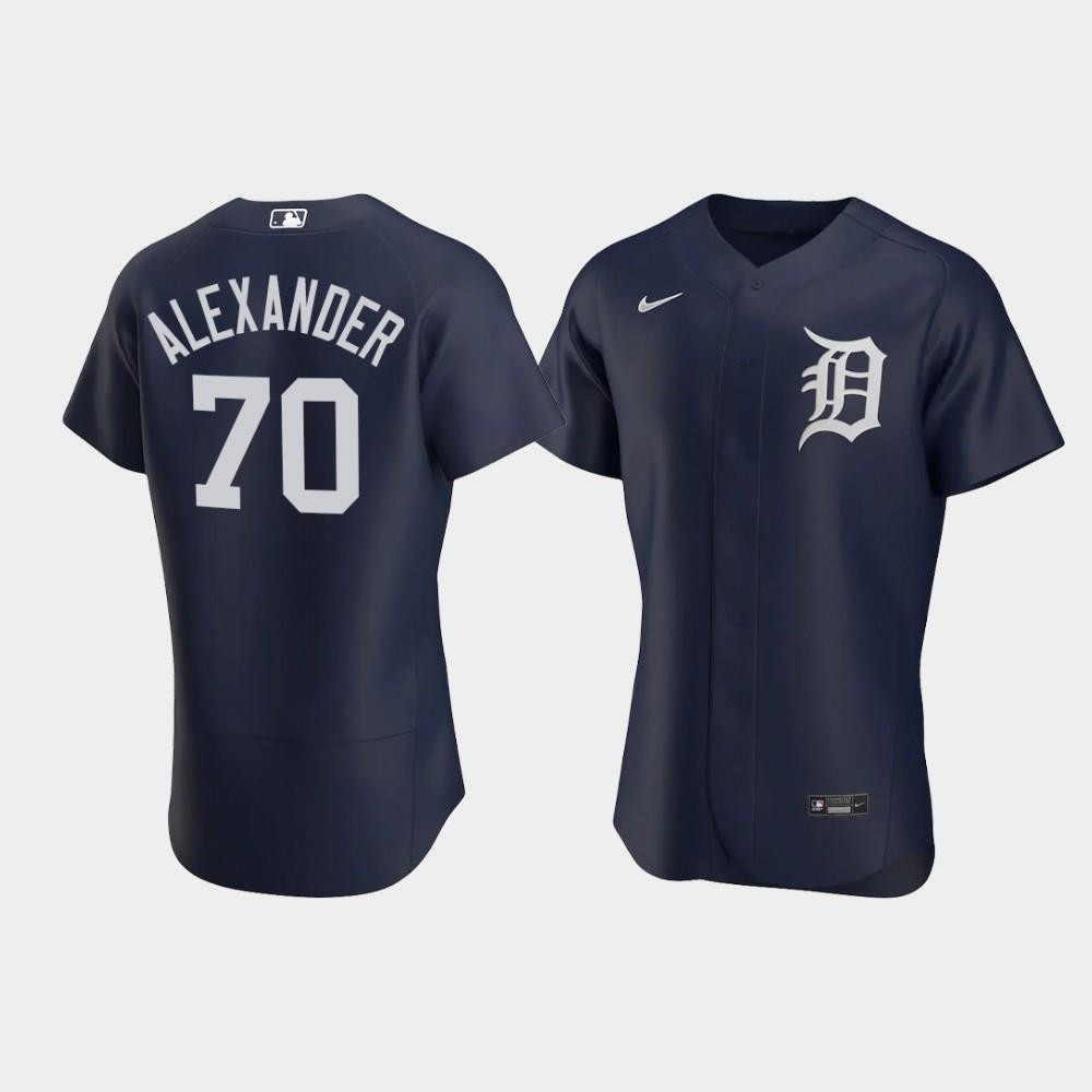 Tyler Alexander 70 Detroit Tigers Team Logo Navy Alternate Jersey