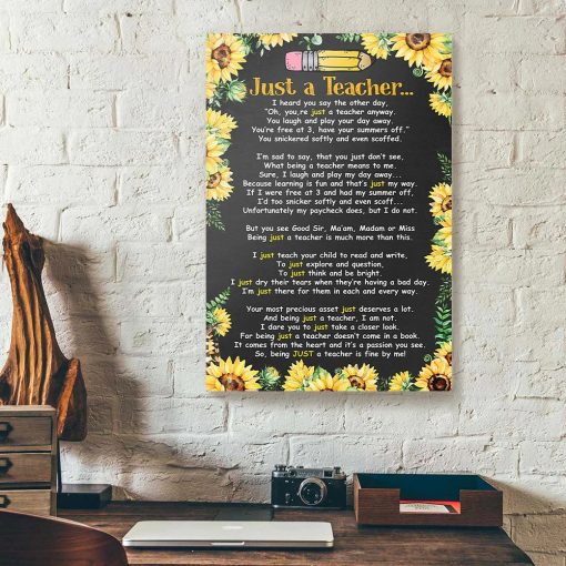 Just A Teacher Sunflowers Canvas