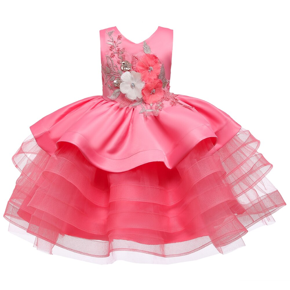 Baby Girls Dress Embroider Cake Layered Elegant Princess Dress Kids Dresses For Girls Carnival Party Ball Gown Children Clothing alx