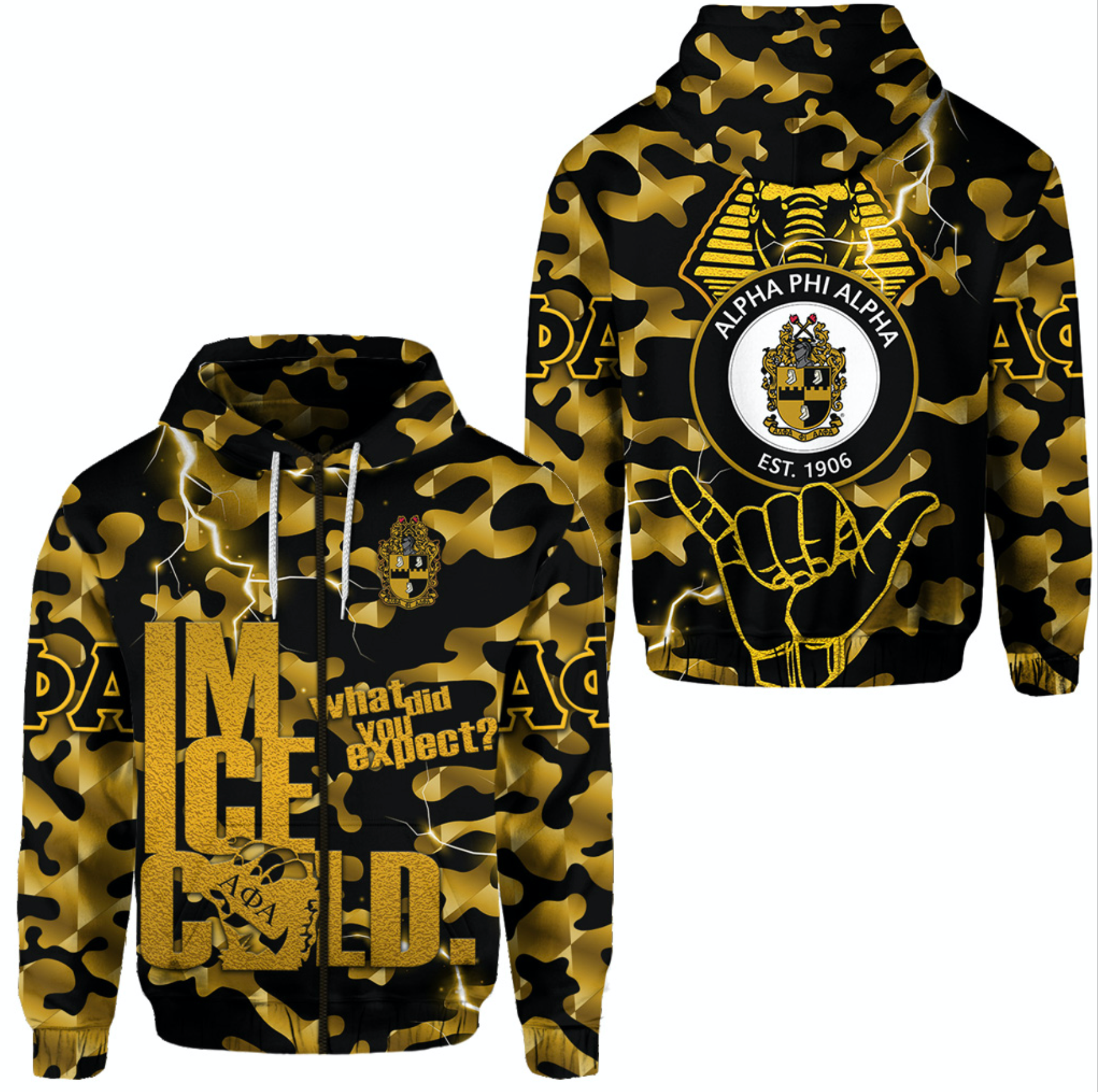 Alpha Phi Alpha Fraternity Zip Hoodie Camouflage Vibes – Ice Cold No.1 Lt8