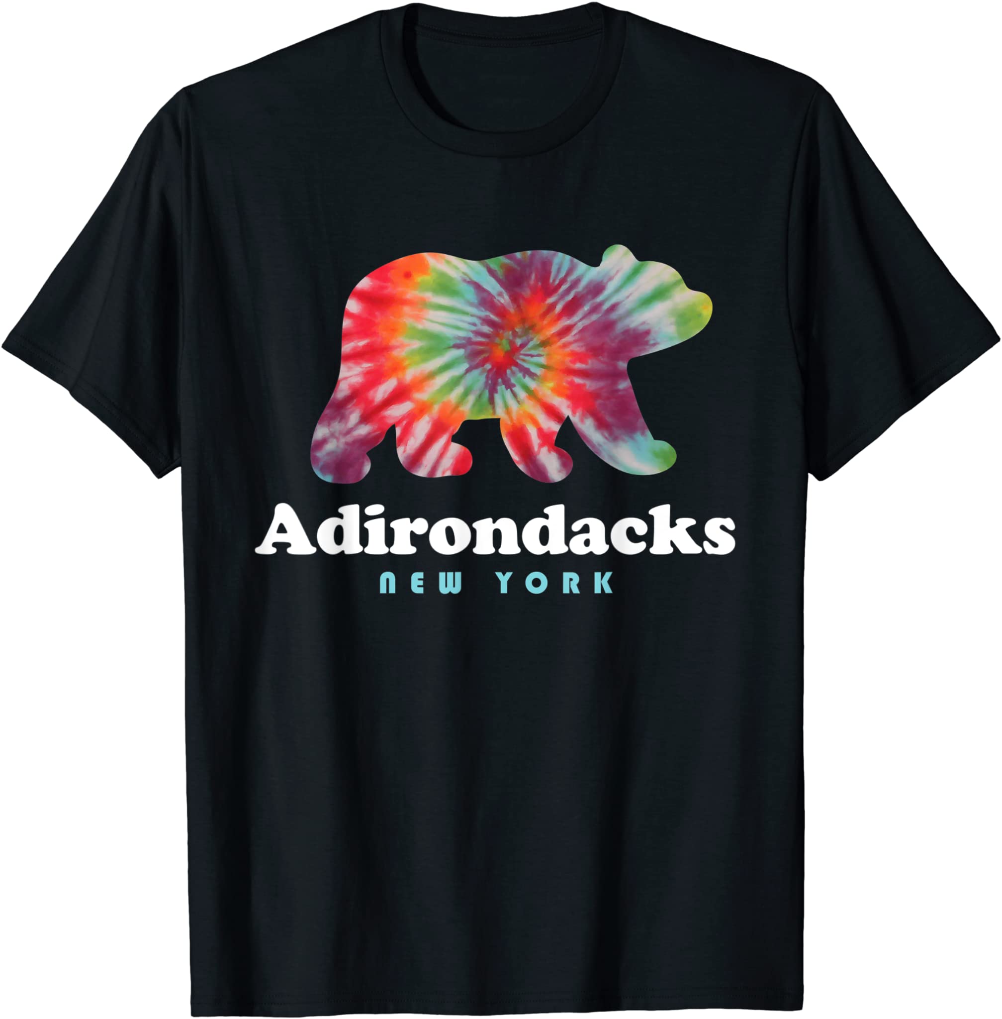 Adirondacks Upstate New York Mountains Bear Tie Dye T-Shirt