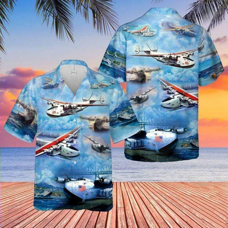 Hawaii Aloha Shirt Made In Boeing 314 Clipper Ha87244