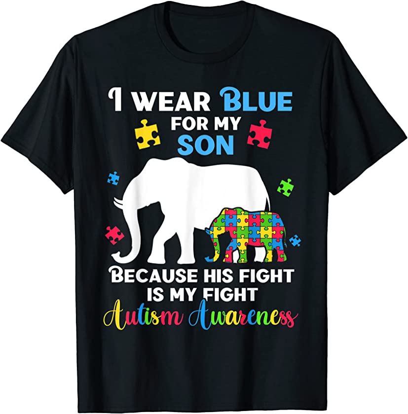 Autism Son Mom & Dad Shirts, Funny Puzzle Autistic Elephants T-Shirt