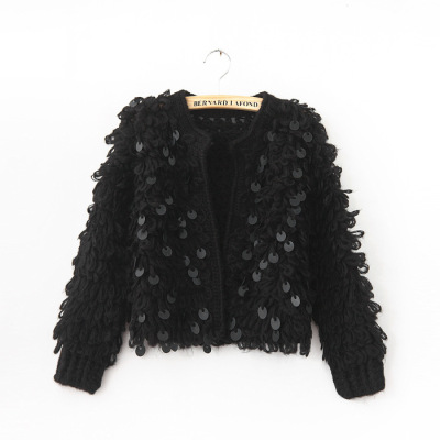 Spring Autumn New Korean Women Tassel Mohair knitted Cardigan Sweater Coat Women Cutout Long Sleeve Sequins Cardigans Tops H286 alx